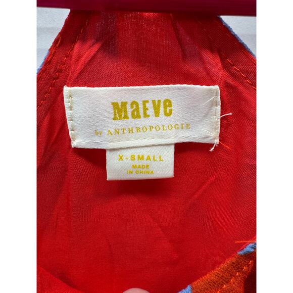 Anthropologie Maeve Tank Top Red Floral Chiffon Strappy Halter Cami Sz XS - Picture 2 of 9